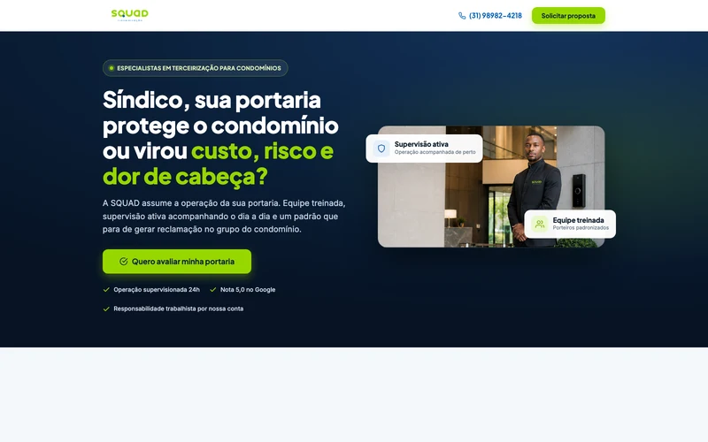 Landing page SQUAD Terceirização de Portaria e Serviços Prediais