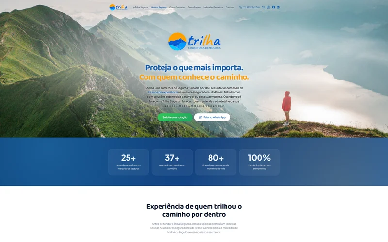 Site institucional da corretora Trilha Seguros